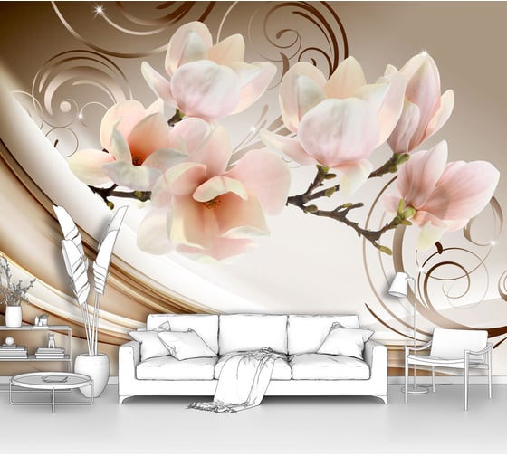 Изображение товара Фотообои ООО Первое ателье 3d абстракции цветы "Веточка орхидеи на шелковом фоне", 200x160 см pw140485-2