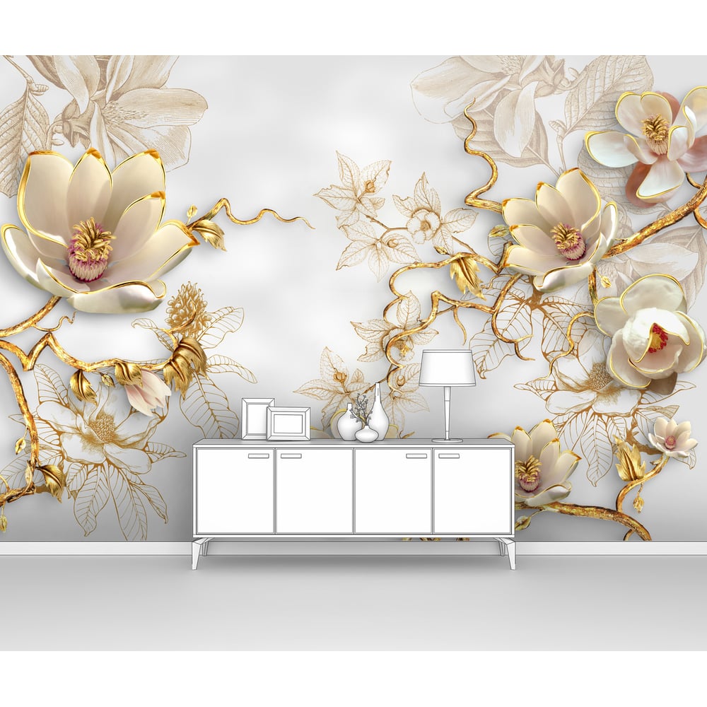 Изображение товара Фотообои 3d абстракции цветы фарфоровые 200x130 см Первое ателье