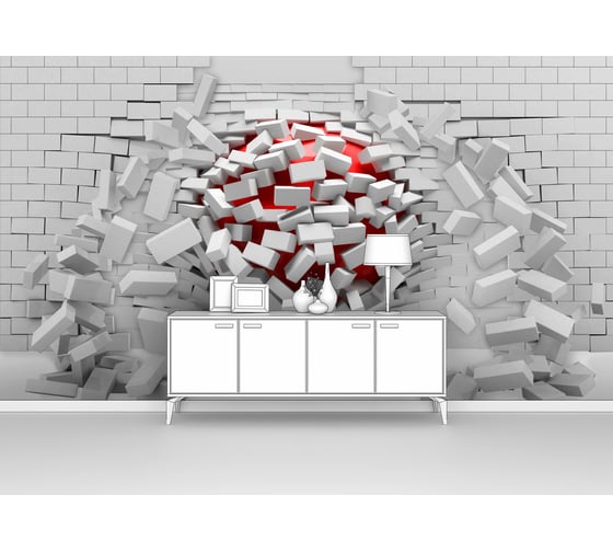 Изображение товара Фотообои ООО Первое ателье 3d абстракции кирпич "Шар, пробивающий кирпичную стену", 160x100 см pw73843-1