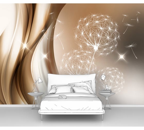 Изображение товара Фотообои абстракции цветы ООО Первое ателье "Абстрактные одуванчики с летящим пухом" 400x280 ШxВ pw94436-4