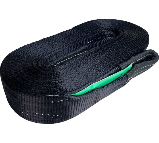 Изображение товара Буксировочный динамический трос HITCH prof лента, масса авто 3,3 т, разрывная 10 т, 6 м, 2 скобы SZ071511