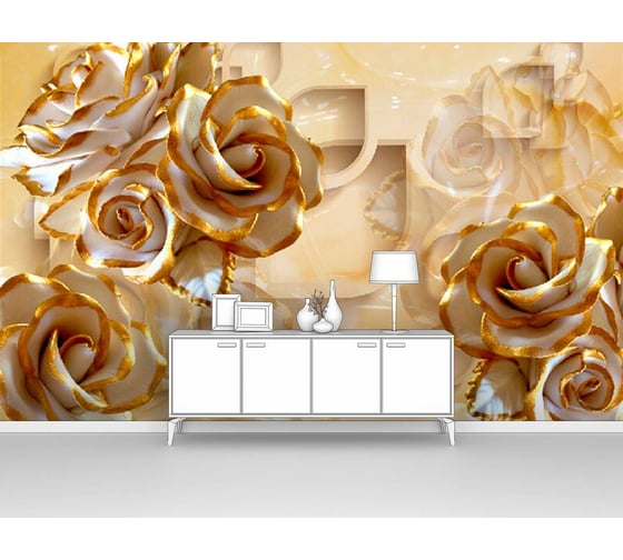 Изображение товара Фотообои 3d абстракции цветы ООО Первое ателье "Объемные розы с позолоченными лепестками" 200x125 см pw95180-2