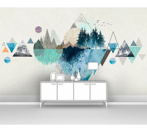 Изображение товара Фотообои абстракции геометрия ООО Первое ателье "Лес на орнаменте из треугольников" 170x100 ШxВ pw141447-1