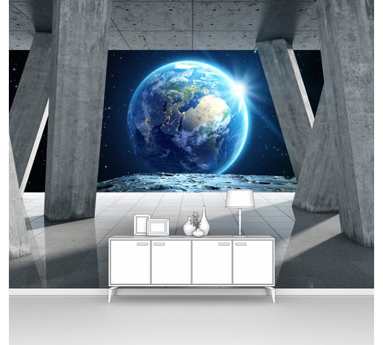 Изображение товара Фотообои 3d космос ООО Первое ателье "Вид Земли сквозь арочную конструкцию из бетона" 125x100 ШxВ pw94754-1