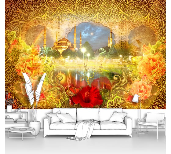 Изображение товара Фотообои абстракции ООО Первое ателье "Яркая цветочная абстракция с цветами в восточном стиле" pw28586-3