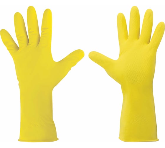 Изображение товара Хозяйственные многоразовые латексные перчатки ОФИСМАГ хлопчатобумажное напыление, размер L (большой) 604199