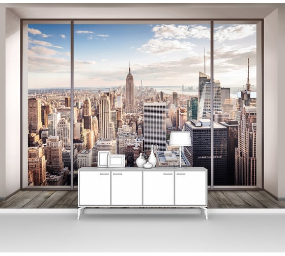 Изображение товара Фотообои ООО Первое ателье "Современный город в панорамном лофтовом окне" (лофт; 300x220 см) pw141269-3