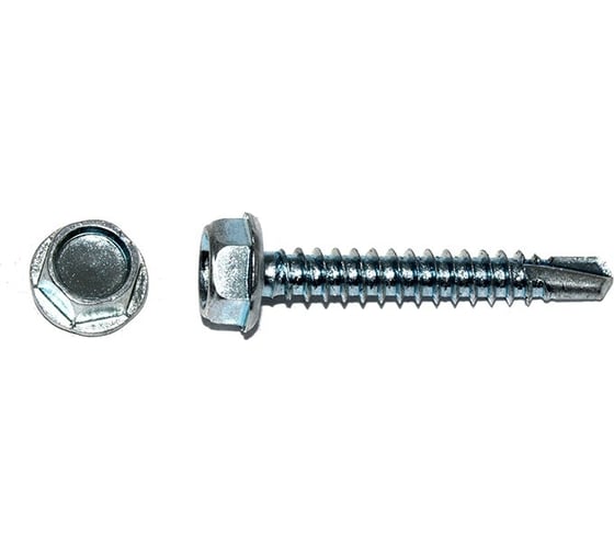 Изображение товара Кровельный саморез КРЕП-КОМП цинк 7 мкм, без шайбы, 6,3x25 К, 20 шт. скбш6325мф