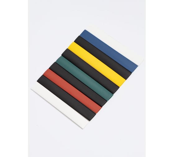 Изображение товара Набор термоусаживаемых трубок Grisard ElectricТТУ 8/4 (4хЧ, 2хБ, К, С, Ж, З) (10x10см/упаковка) GRE-016-0009