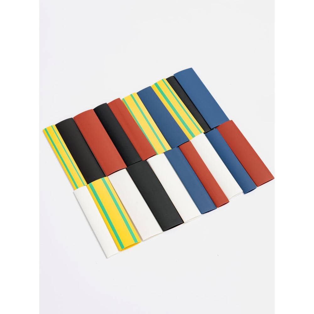 Изображение товара Набор термоусаживаемых трубок Grisard ElectricТТУ 8/4, 10/5, 12/6, 14/7 ЖЗ, С, К, Ч, Б (20x8см/упаковка) GRE-016-0004