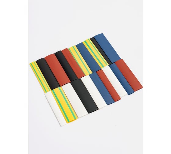 Изображение товара Набор термоусаживаемых трубок Grisard ElectricТТУ 8/4, 10/5, 12/6, 14/7 ЖЗ, С, К, Ч, Б (20x8см/упаковка) GRE-016-0004