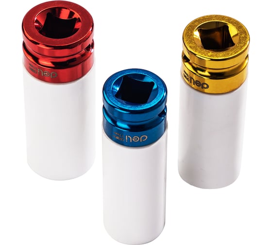 Изображение товара Набор ударных головок dl2003q 3 шт 17/19/21 мм, Cr-mo, пластиковый кейс DELI 104462