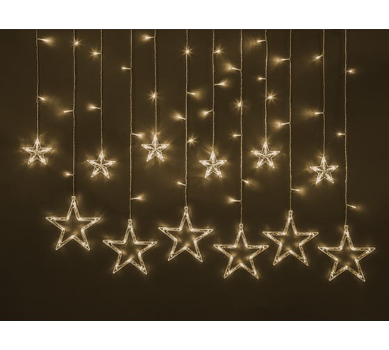 Изображение товара Гирлянда Navigator 93 679 ngf-d025-02 бахрома, звезды, ww, 138, 2.5x0.6м, ip20, tr 93679