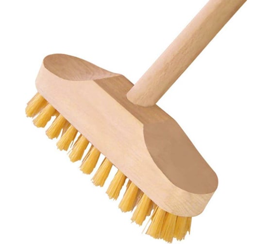 Изображение товара Деревянная щетка для пола BEOROL жесткая, 240x50 мм, с черенком 245337