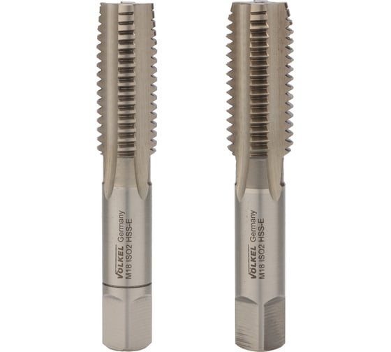 Изображение товара Набор метчиков VOELKEL 2 шт, М 18, шаг 2,5 мм, HSSE, DIN352 V57362-2PC
