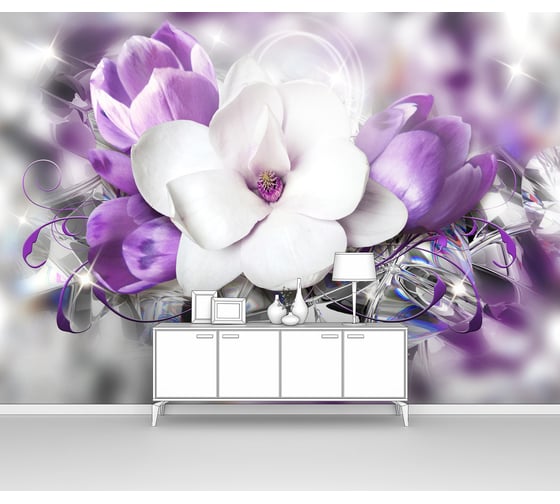 Изображение товара Фотообои 3D ООО Первое ателье "Крупный цветок прекрасной сакуры со стразами" (абстракции; цветы; 300х210 см) pw94427-3