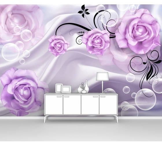 Изображение товара Фотообои 3D ООО Первое ателье "Сиреневые розы с пузырями на шелковой ткани" (абстракции; цветы; 145x100 см) pw94432-1