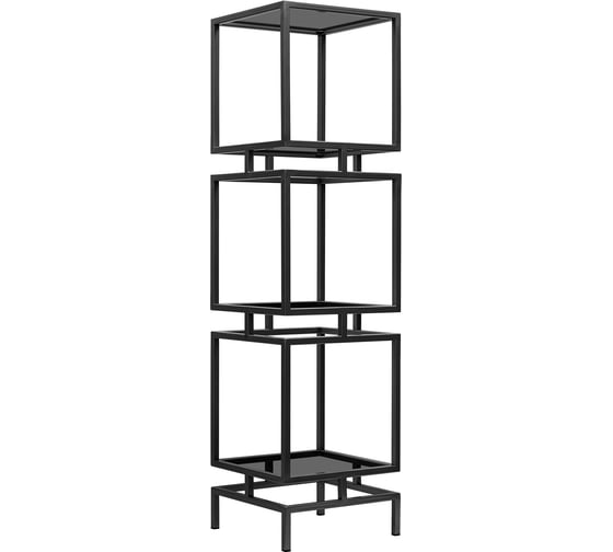 Изображение товара Стеллаж GreenWeen CUBIC-3, черный каркас, полки тонированное стекло, 1505x400x400 GW-CUBIC-3-B-G