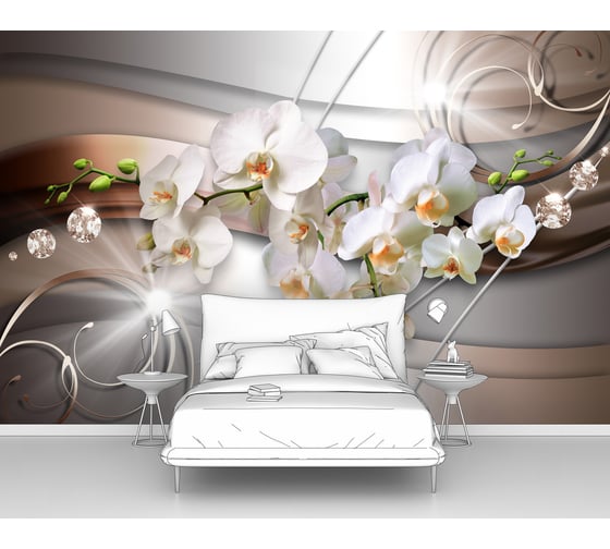 Изображение товара Фотообои ООО Первое ателье "Орхидеи на абстрактном фоне из линий" (абстракции; цветы; 300x190 см) pw94753-3