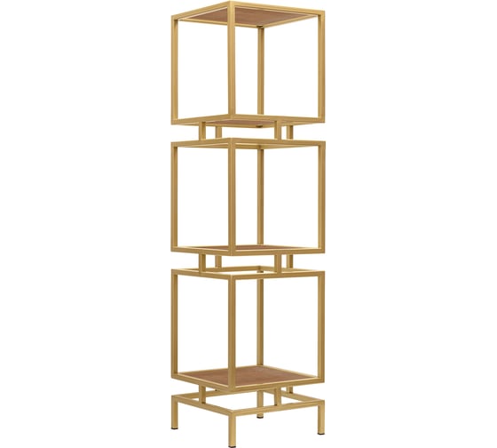 Изображение товара Стеллаж GreenWeen CUBIC-3, золотой каркас, полки ЛДСП Робиния, 1505x400x400 GW-CUBIC-3-G-LD-R