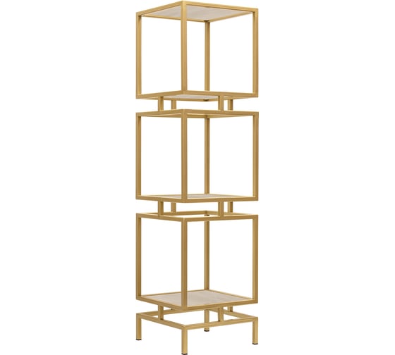 Изображение товара Стеллаж GreenWeen CUBIC-3, золотой каркас, полки керамика Ivory, 1505x400x400 GW-CUBIC-3-G-KI