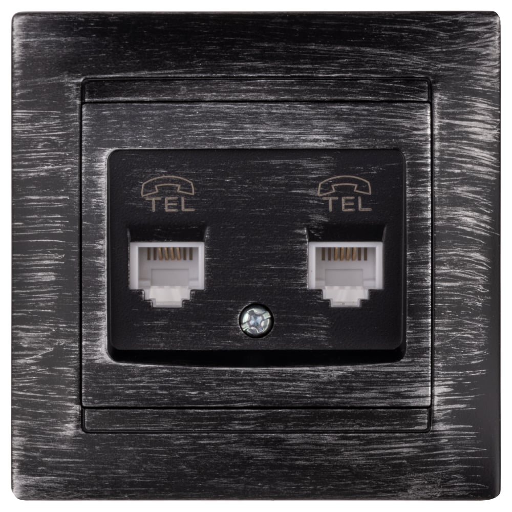 Изображение товара Двойная телефонная розетка TDM ELECTRIC SQ1815-0659 старинное серебро