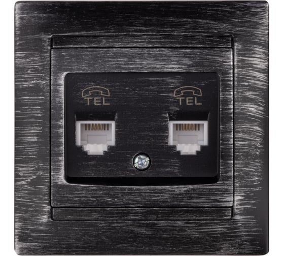 Изображение товара Розетка двойная телефонная RJ11 TDM ELECTRIC старинное серебро, серия "Лама" SQ1815-0659