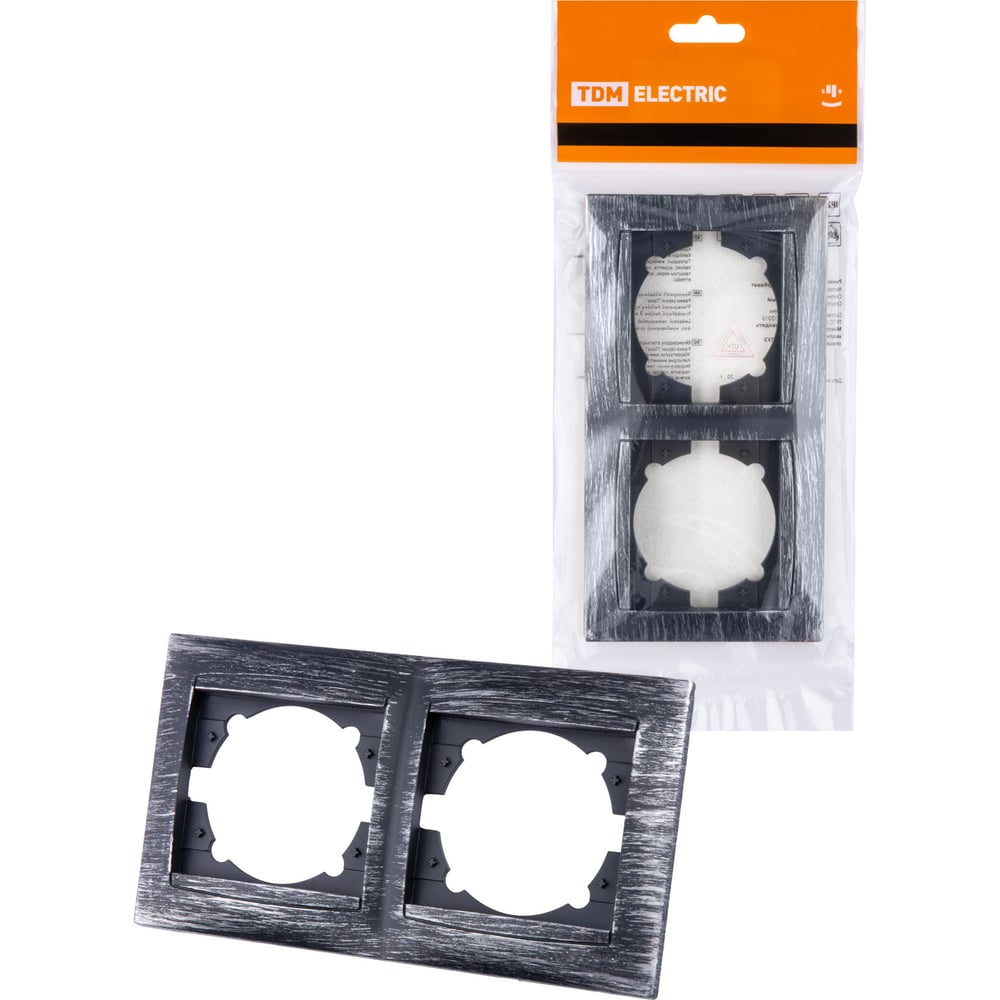 Изображение товара 2-х постовая рамка TDM ELECTRIC горизонтальная старинное серебро "Лама" SQ1815-0680