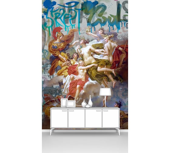 Изображение товара Фотообои ООО Первое ателье "Римское искусство на фоне современных граффити" (лофт; 100x170 см) pw94751-1