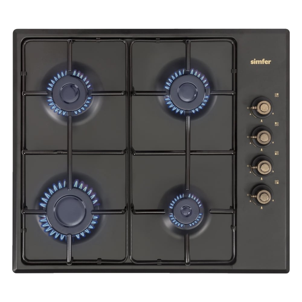 Изображение товара Газовая варочная панель Simfer с автоподжигом H60Q40L417 антрацит 4 конфорки