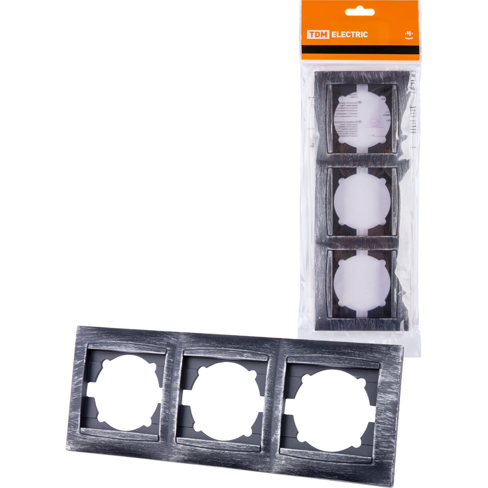 Изображение товара 3-х постовая рамка TDM ELECTRIC горизонтальная старинное серебро "Лама" SQ1815-0681