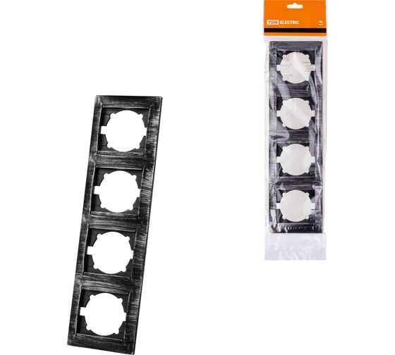 Изображение товара Рамка 4-х постовая вертикальная TDM ELECTRIC старинное серебро, серия "Лама" SQ1815-0685