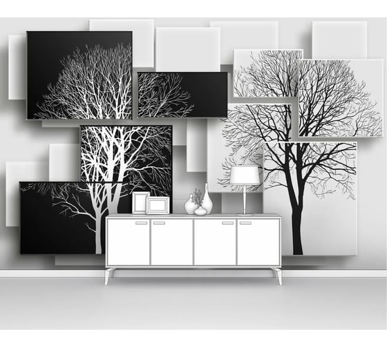 Изображение товара Фотообои 3d ООО Первое ателье "Черно-белые деревья на фоне" (абстракции; дерево; 190х300 см) pw94413-3