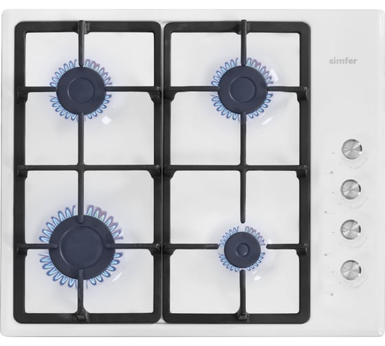 Изображение товара Газовая варочная панель SImfer чугунные решетки,с автоподжигом, белая H60Q40W416