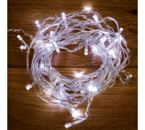 Изображение товара Светодиодная гирлянда Neon-Night 100 led белый 10 метров, прозрачный пвх, с контроллером 304-025