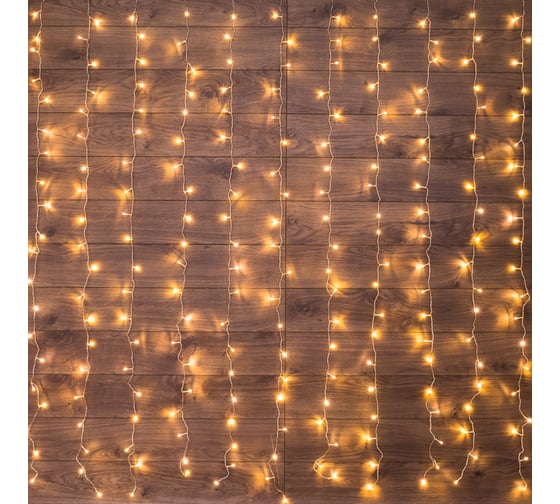 Изображение товара Гирлянда светодиодный дождь занавес Neon-Night 3x2 м с динамикой, прозрачная, теплый белый 235-092