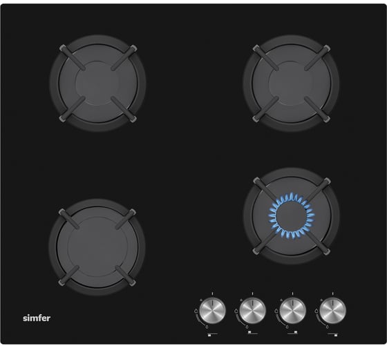 Изображение товара Газовая варочная панель SImfer с чугунными решетками, автоподжиг, черная H60N40B416