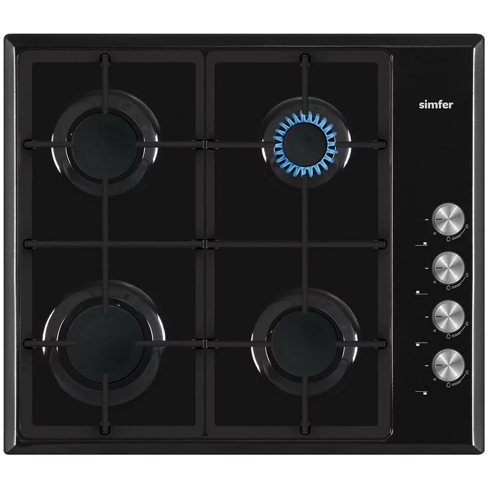 Изображение товара Газовая варочная панель SImfer с чугунными решетками авто пьжигом черная