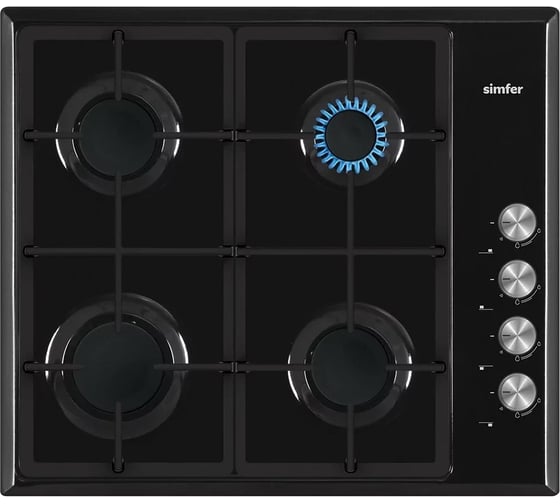Изображение товара Газовая варочная панель SImfer чугунные решетки,с автоподжигом,черная H60Q40B416