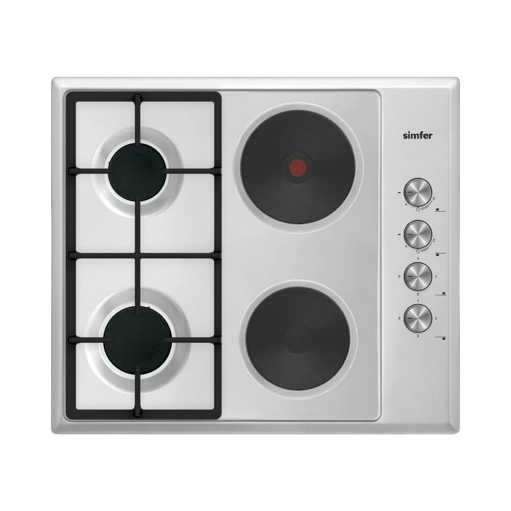 Изображение товара Комбинированная варочная панель SImfer с газ и электроподжигом, нержавеющая сталь