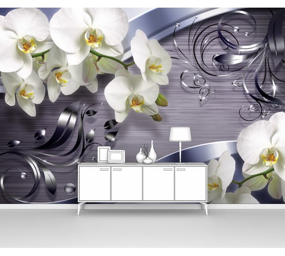 Изображение товара Фотообои 3d ООО Первое ателье "Орхидеи с металлическими стружками" (абстракции; цветы; 400x280 см) pw141435-4