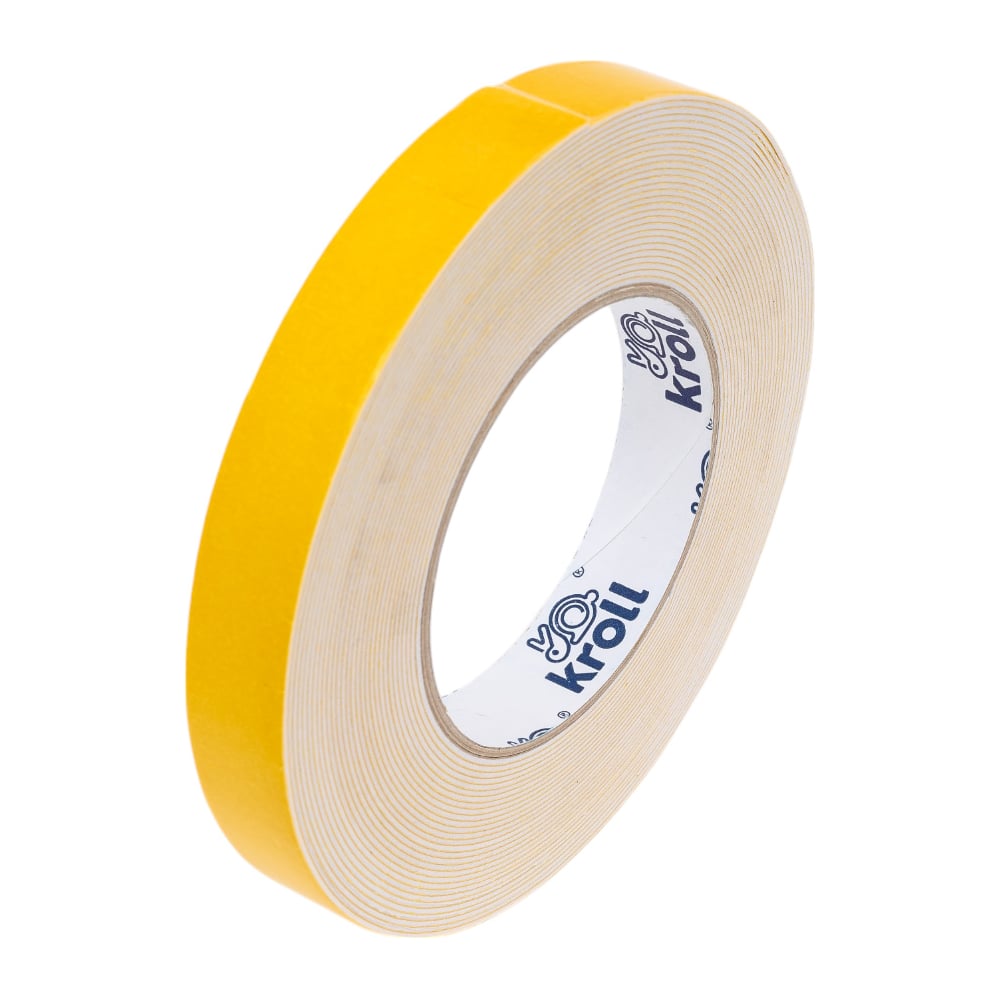 Изображение товара Клейкая лента на вспененной основе KROLL 19 мм х 10 м белая двусторонняя
