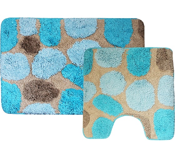 Изображение товара Комплект в ванную комнату коврик Dasch 50x80см + коврик 55x55см Лора синий 4528