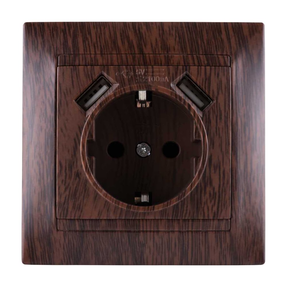 Изображение товара Розетка с USB TDM ELECTRIC 2П+З 16А 250В венге SQ1815-0442