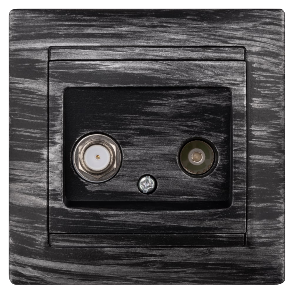 Изображение товара Розетка TV ("мама") + SAT (F-разъем) 0-2400МГц TDM ELECTRIC старинное серебро, серия "Лама" SQ1815-0661 Изображение товара Розетка TV ("мама") + SAT (F-разъем) 0-2400МГц TDM ELECTRIC старинное серебро, серия "Лама" SQ1815-0661