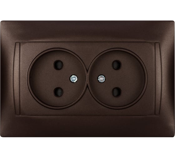 Изображение товара Розетка двойная 2П 10А 250В с защитными шторками TDM ELECTRIC шоколад, серия "Лама" SQ1815-0512