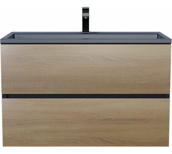 Изображение товара Подвесная тумба под раковину для ванной uperwood Barsa_80 см, черная/дуб сонома 293020539