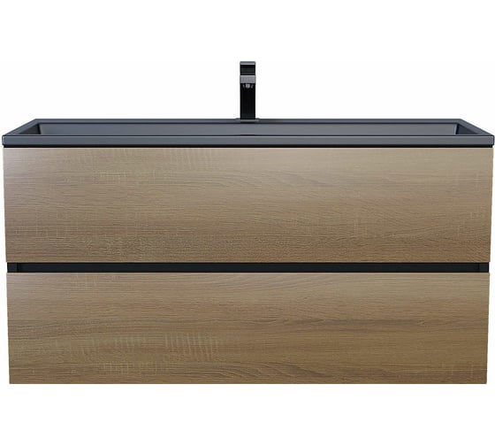 Изображение товара Подвесная тумба под раковину для ванной uperwood Barsa_100 см, черная/дуб сонома 293020540