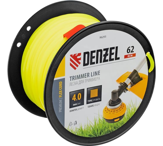 Изображение товара Леска FLEX CORD квадрат 4 мм, 62 м, на DIN катушке для триммера Denzel 96295