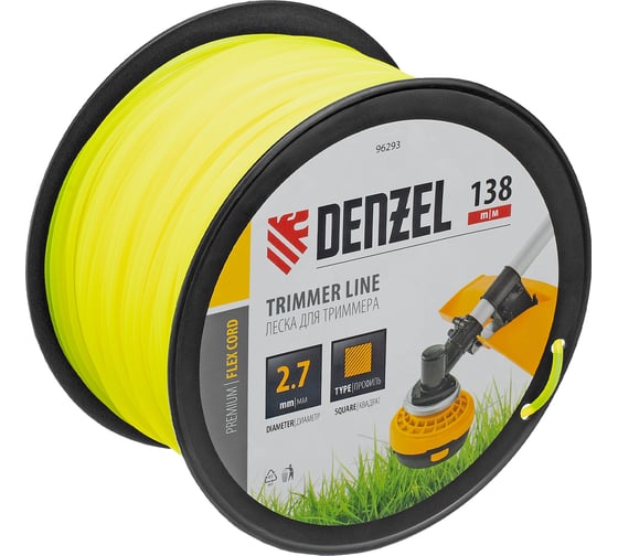 Изображение товара Леска FLEX CORD квадрат 2.7 мм, 138 м, на DIN катушке для триммера Denzel 96293